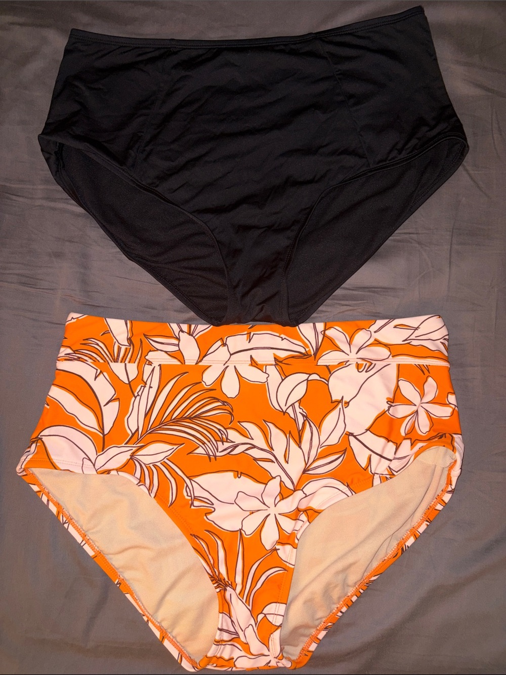 High-Waist Bikini Bottoms - Black & Orange Floral- XL bundle